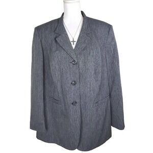 Emily ~Woman Plus Size 22W~ Gray Blazer 3 Button Front Jacket Fully Lined NWOT.